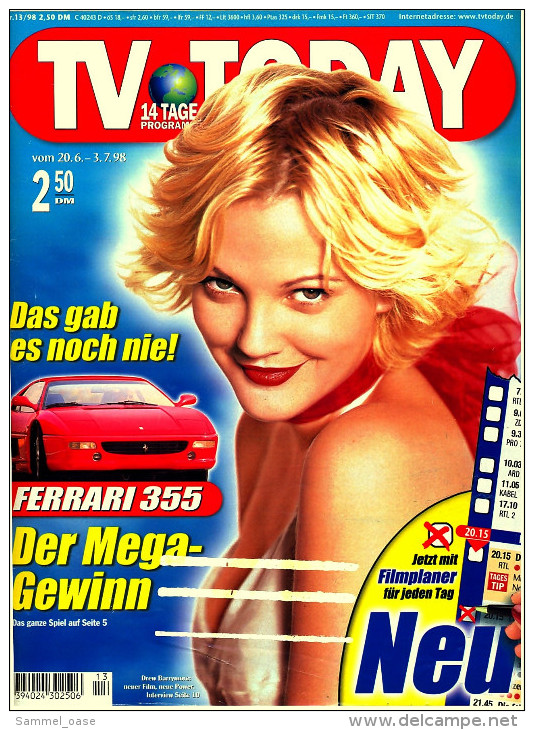 TV  Today  Zeitschrift  -  20.6. 1998  -  Mit : Drew Barrymore Interview  -  Sebastian Koch Porträt - Film & TV