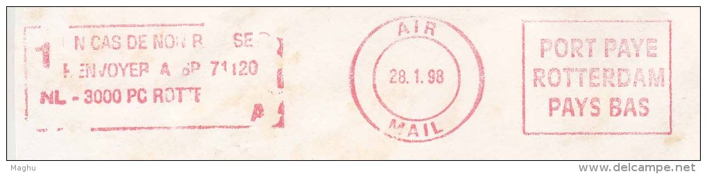 Meter EMA On Airmail, Porte Paye Rorrerdam Pays Bas, Netherlands 1998, As Scan - Covers & Documents