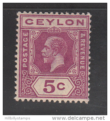 Celyon      Scott No. 203    Unused Hinged    Year  1912     Wmk. 3 - Sri Lanka (Ceylon) (1948-...)