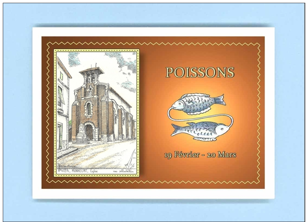 CP AC 47214 - CARTE POSTALE DESSIN Avec Signe Du Zodiaque POISSONS - 47 MONHEURT - Altri & Non Classificati