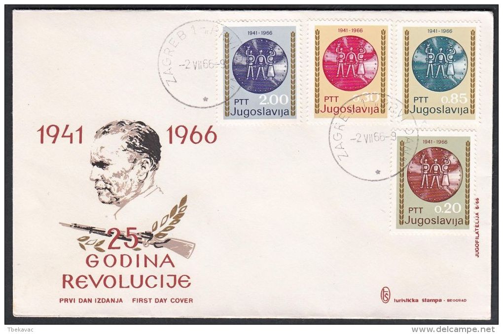 Yugoslavia 1966, Illustrated Cover "25 Years Of Revoluion" W./ Special Postmarks "Zagreb", Ref.bbzg - Covers & Documents