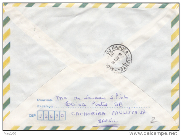 STAMPS ON COVER, NICE FRANKING, FLOWER, SHIP, CHURCH, BIRD, 1992, BRAZIL - Cartas & Documentos