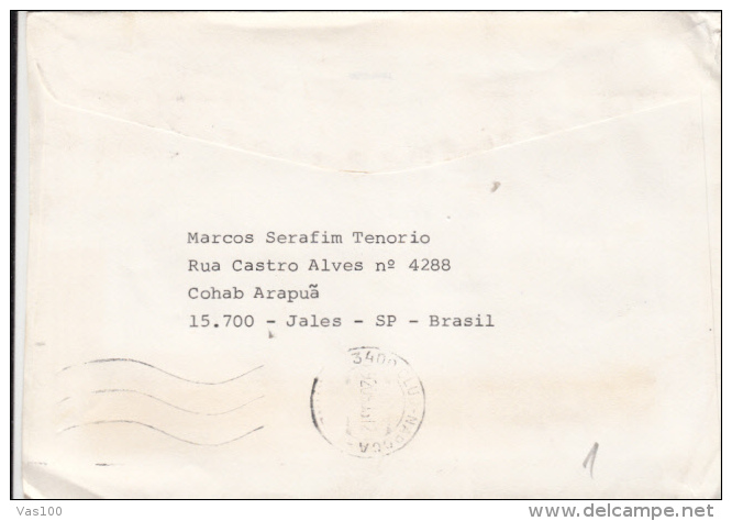 STAMPS ON COVER, NICE FRANKING, 1992, BRAZIL - Lettres & Documents