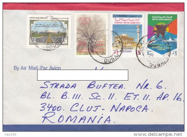 STAMPS ON COVER, NICE FRANKING, MOSQUE, AIRPORT, TREE, PLANE, 1992, ISRAEL - Cartas & Documentos