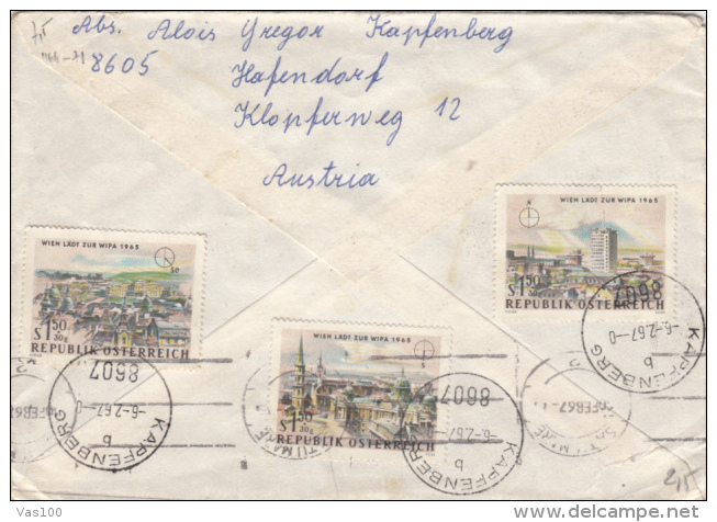 STAMPS ON REGISTERED COVER, NICE FRANKING, VIENNA WIPA EXHIBITION, 1967, AUSTRIA - Covers & Documents