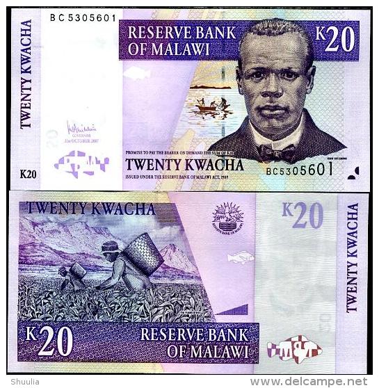 Malawi 20 Kwacha 2007  Pick 52 UNC - Malawi