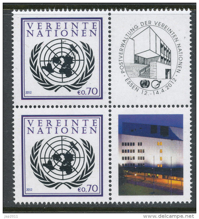 UN Vienna 2012. Scott # 510, ESSEN. Vertical Pair With Lables From Personalized Sheet,  MNH ** - Neufs