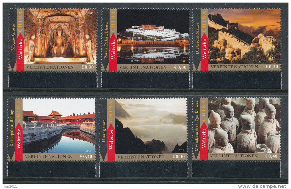 UN Vienna 2013. Scott # 527-532. World Heritage China, From Prestige Booklet,  MNH ** - Unused Stamps