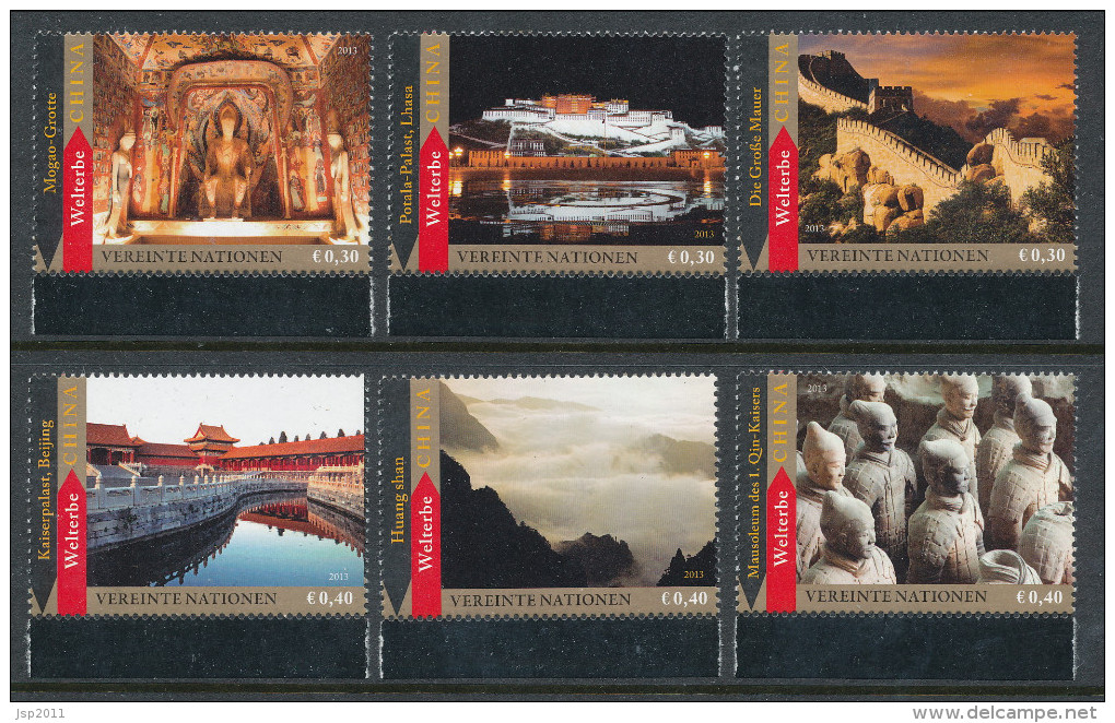 UN Vienna 2013. Scott # 527-532. World Heritage China, From Prestige Booklet,  MNH ** - Ungebraucht