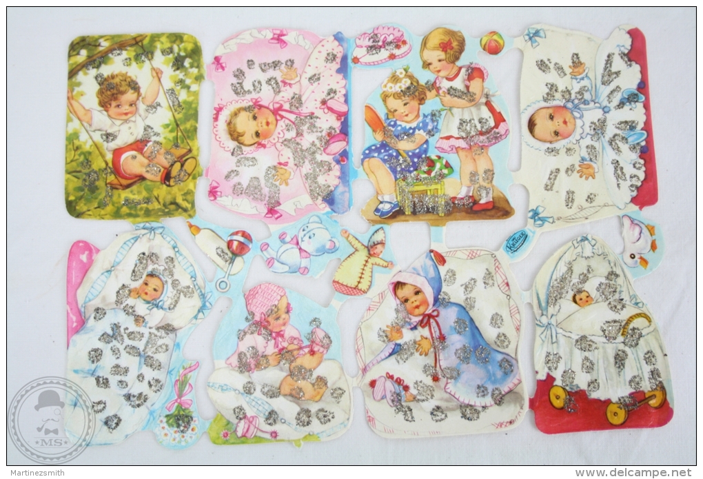 8 Different Childrens/ Babies Illustrations - Western Germany Kruger Embossed, Die Cut/ Scrap Paper - Infantes