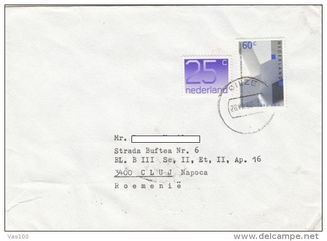 STAMPS ON COVER, NICE FRANKING, ARCHITECTURE, 1992, NETHERLANDS - Covers & Documents