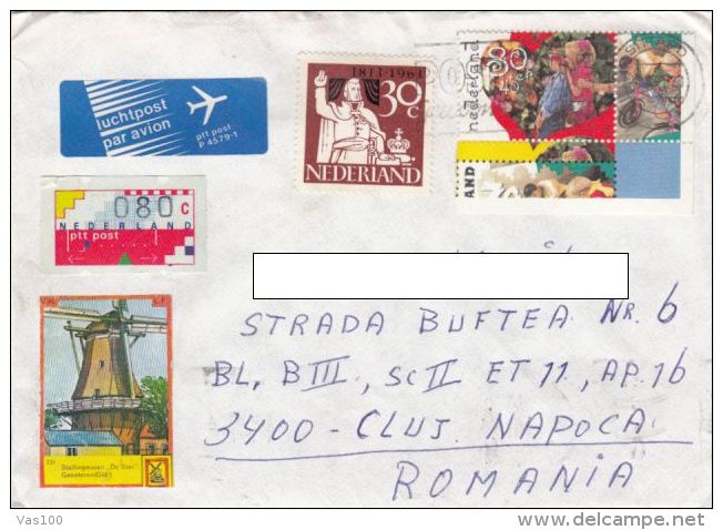 STAMPS ON COVER, NICE FRANKING, CHILDRENS, KING, 1992, NETHERLANDS - Covers & Documents