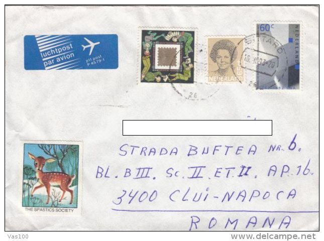 STAMPS ON COVER, NICE FRANKING, DECEMBER, ARCHITECTURE, QUEEN BEATRIX, 1993, NETHERLANDS - Covers & Documents