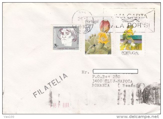 STAMPS ON COVER, NICE FRANKING, SOCCER, CACTUSS, SAILOR, 1993, PORTUGAL - Brieven En Documenten