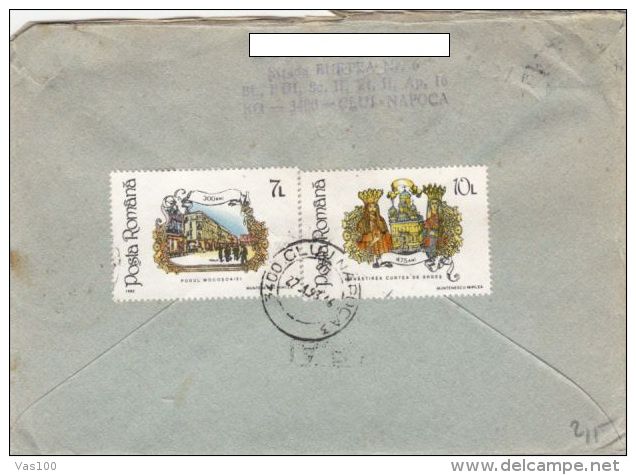 STAMPS ON REGISTERED COVER, NICE FRANKING, MONUMENTS, PERSONALITIES, 1993, ROMANIA - Covers & Documents