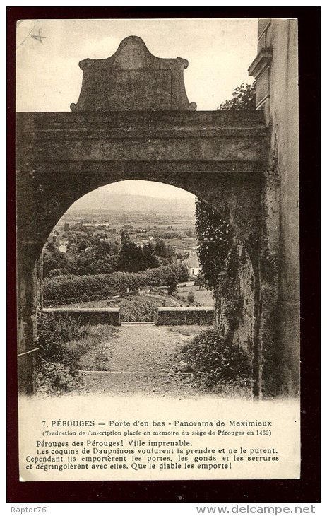 CPA Non écrite 01 PEROUGES Porte D'en Bas Et Panorama De Meximieux - Pérouges