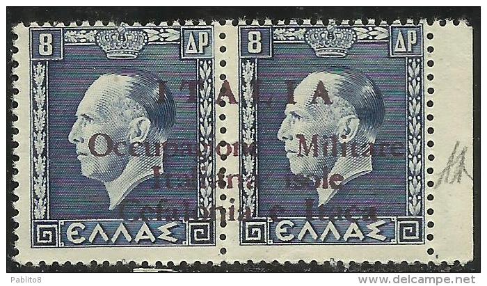 OCCUPAGIONE ITALIANA CEFALONIA E ITACA KEPHALONIA ITHACA 1941 OCCUPAGIONE 8 DRACME + 8 MNH SIGNED FIRMATO - Cefalonia & Itaca