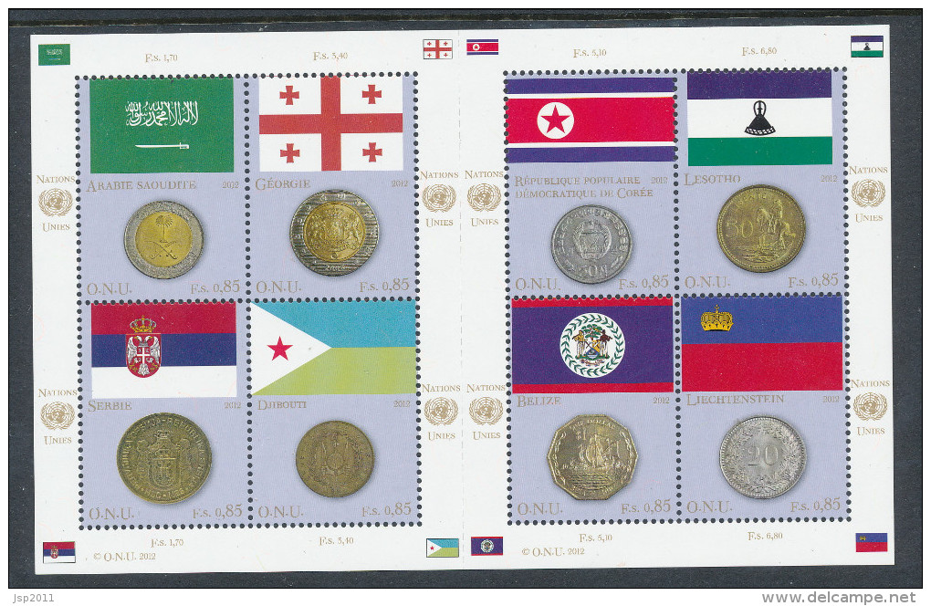 UN Geneva 2012 Scott  # 546, Flags And Coins Series, MNH** - Hojas Y Bloques