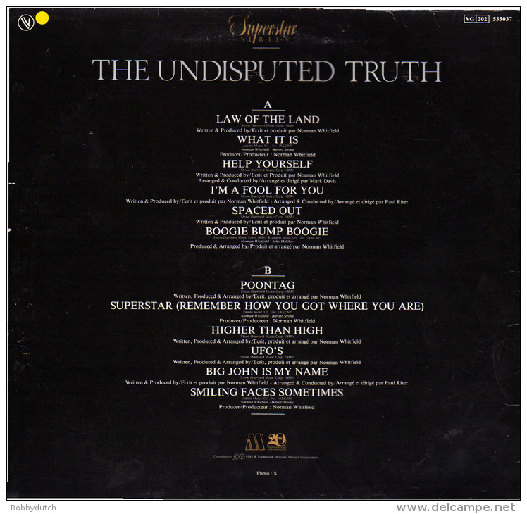 * LP *  THE UNDISPUTED TRUTH - SUPERSTAR SERIES  (France 1981 EX-!!!) - Soul - R&B