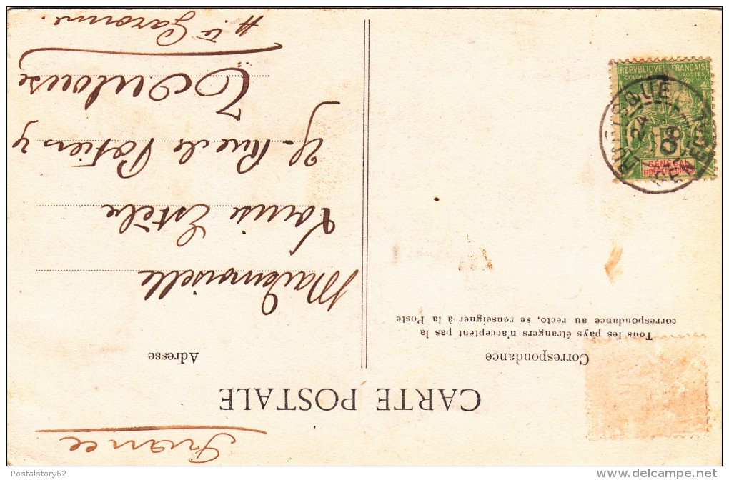 Dakar, Afrique Occidentale Francese, Post Card To Toulose 1906 - Brieven En Documenten