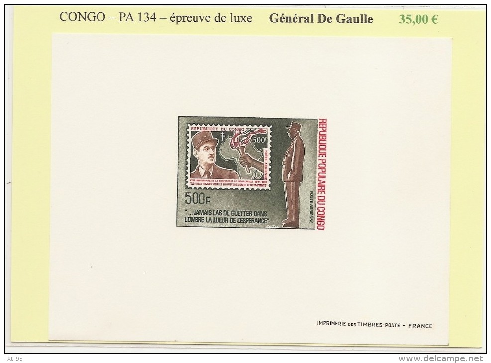 Congo - PA 134 - General De Gaulle - Epreuve De Luxe - Sonstige & Ohne Zuordnung