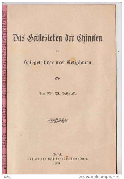Kleine Heft Das Geistesleben Der Chinesen 1898 Spiegel über Ihrer Drei Religionen - Autres & Non Classés