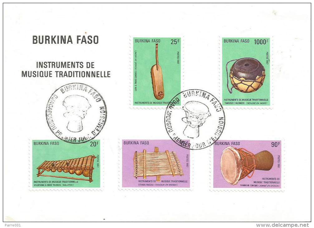 Burkina Faso 1987 Ouagadougou Musical Instruments FDC Cover - Burkina Faso (1984-...)