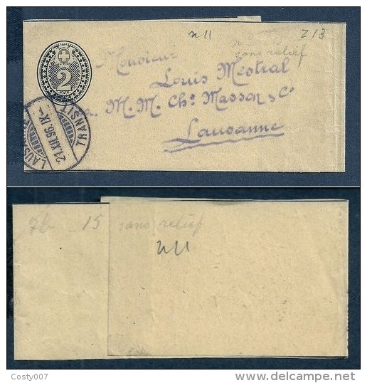 Switzerland 1896 Postal History Rare Old Wrapper Postal Stationary Lausanne D.337 - Lettres & Documents