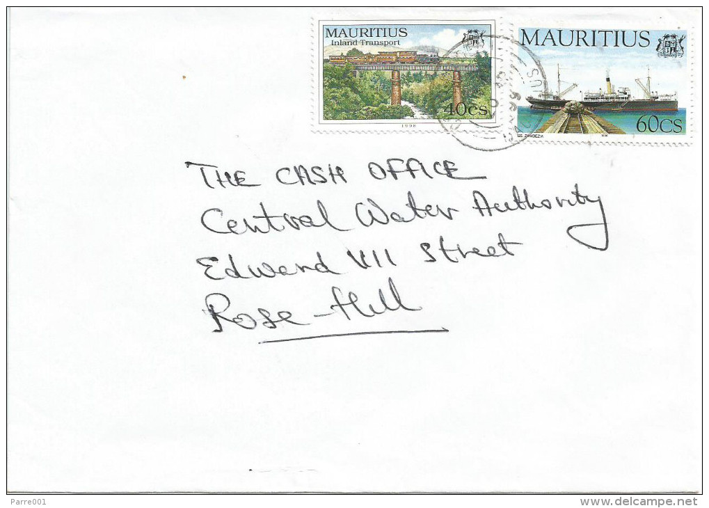 Mauritius Maurice 1999 SS Zambezia Ship Train Railways Domestic Cover - Mauritius (1968-...)