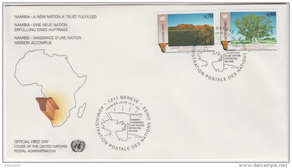 United Nations Unies - Geneve - 10 May 1991 - Namibie Namibia A New Nation - FDC - FDC