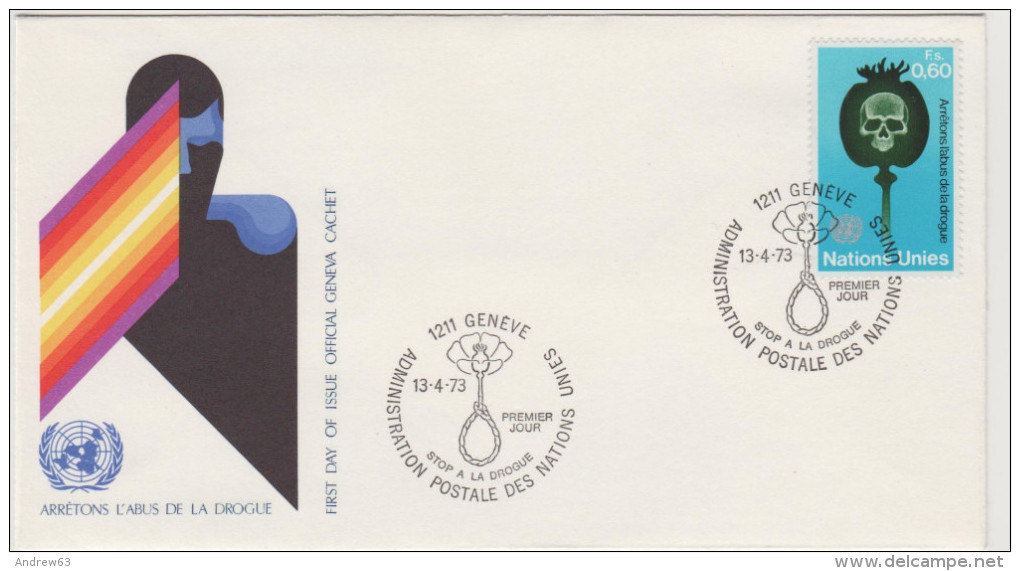 United Nations Unies - Geneve - 1973 - Stop Drug Abuse - FDC - FDC