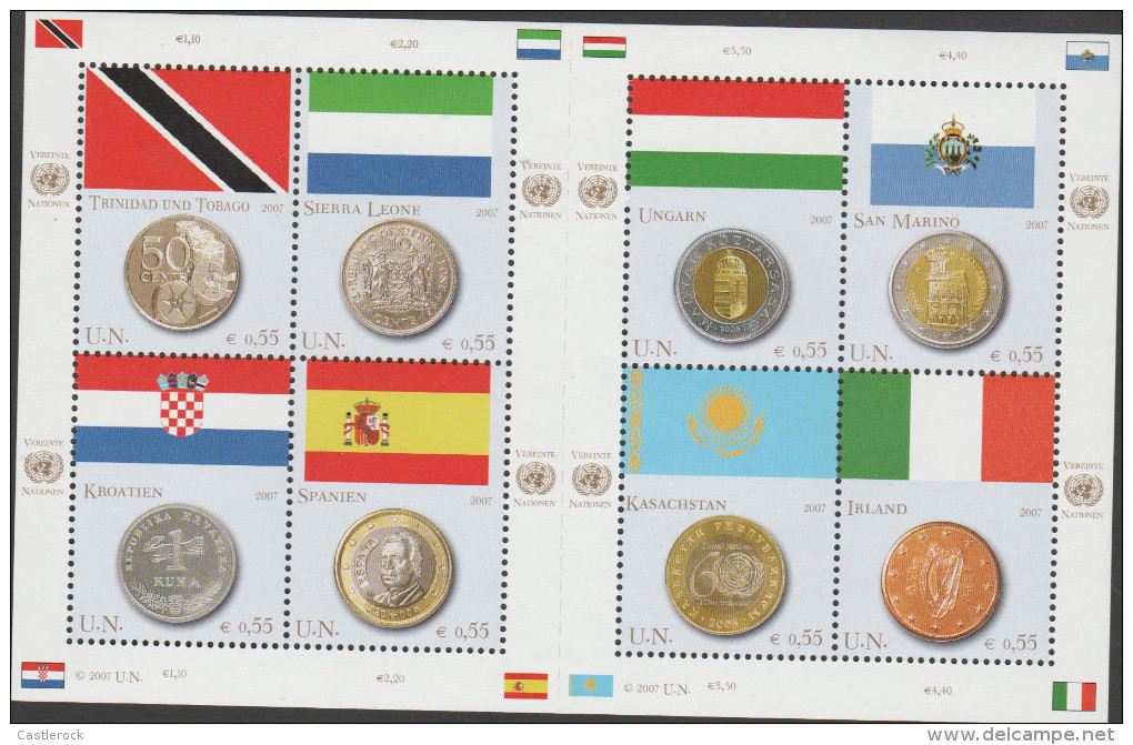 A) 2007 UNITED NATIONS-VIENNA, COINS AND FLAGS, MNH - Ongebruikt