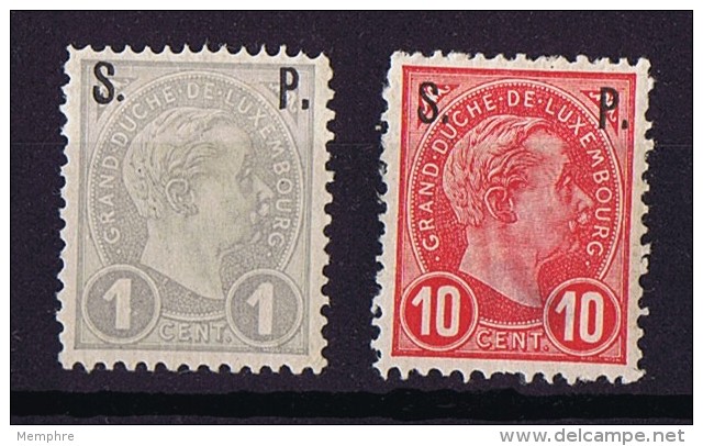 S.P.  Type 2  Adolphe De Profil Surcharge Recto-Verso  (Le 10 Cent Est Aminci) - Dienstmarken