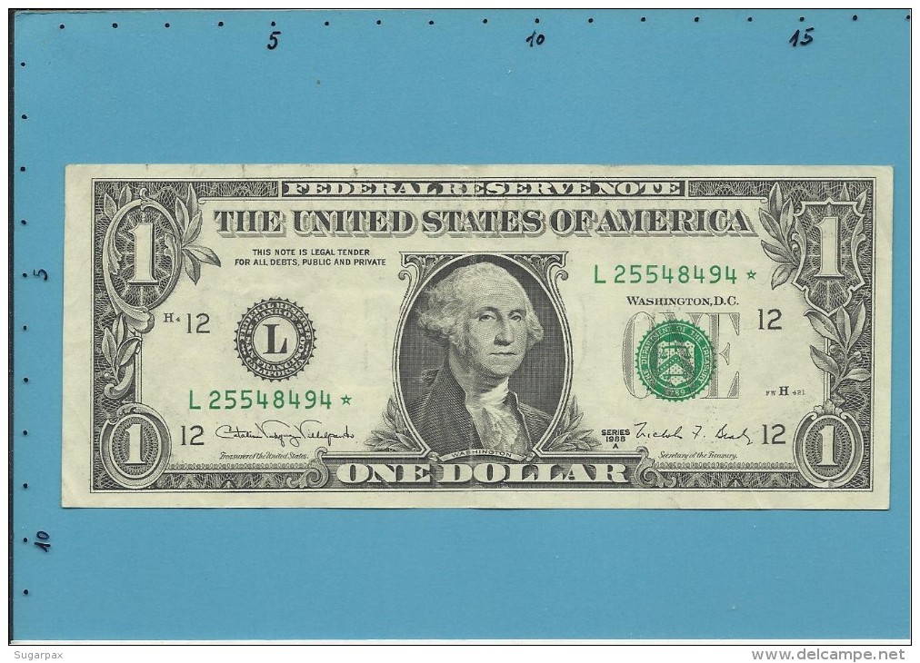 U. S. A. - 1 DOLLAR - 1988 A - REMPLACEMENT NOTE - Pick 480b - SAN FRANCISCO - CALIFORNIA - Billets De La Federal Reserve (1928-...)