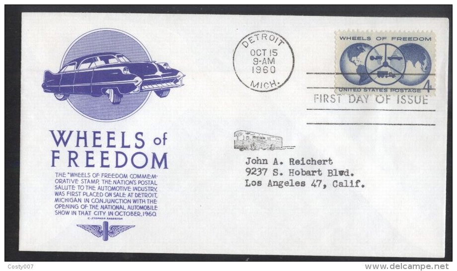 United States 1960 Cars Wheels Of Freedom FDC K.594 - 1951-1960