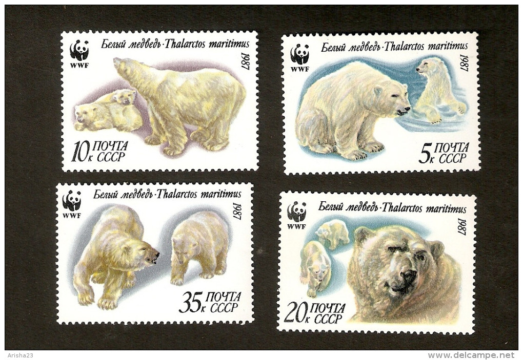 E8-10. Russia USSR 1987 Mi 5694 - 5697  FAUNA Animals White Bears Bear WWF - Ongebruikt