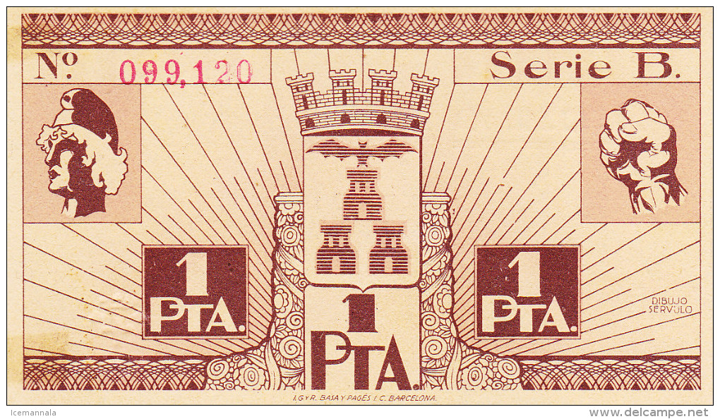 BILLETE LOCAL GUERRA CIVIL 1 PTS  CONSEJO MUNICIPAL ALBACETE S/C - Autres & Non Classés