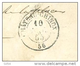 Lot 1 LAC Affranchie Par Yvert N°14 Oblitéré Petits Chifre 765 ( Chateau Chinon ) En 1855   Lot5401 - 1849-1876: Periodo Clásico