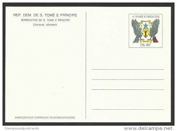 Papillon Charaxes Odysseus Entier Postale Sao Tome Et Principe 1979 Butterfly Postal Stationary St Thomas & Prince - São Tomé Und Príncipe