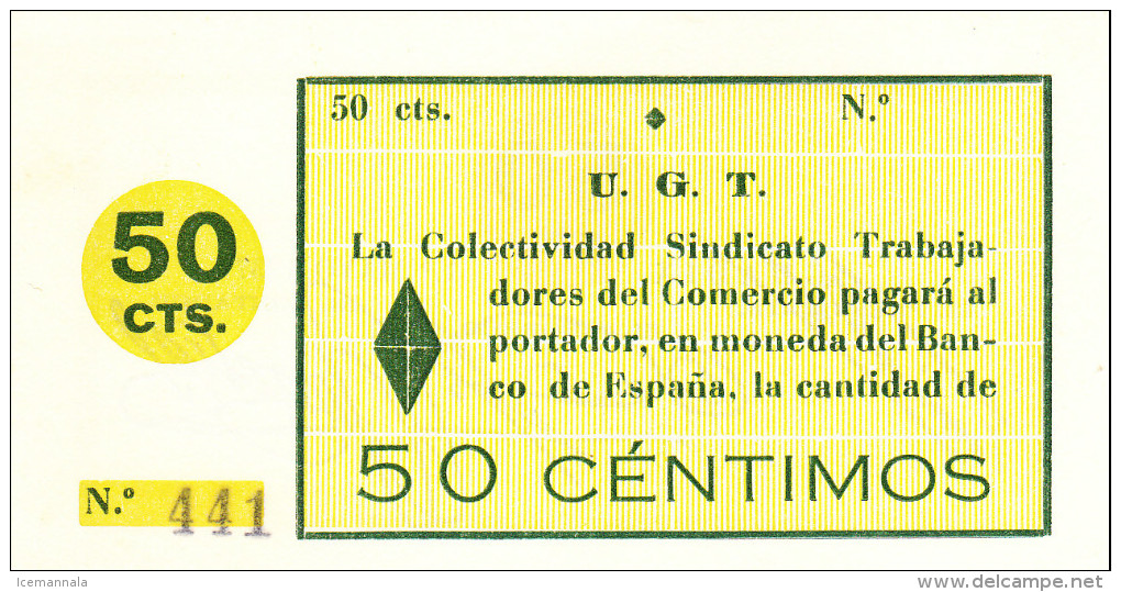 BILLETE LOCAL GUERRA CIVIL 50 CTS GUADIX  S/C - Autres & Non Classés