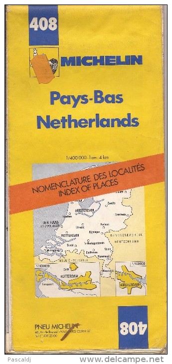 Cartes Michelin 408 - 1977 (1er édition) - Pays-Bas - Nomenclature Des Localités - Cartes Routières