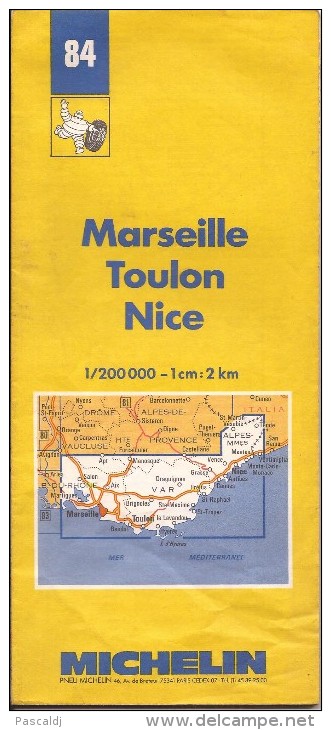 Cartes Michelin 84 - 1987 - Marseille - Toulon - Nice - France - Cartes Routières