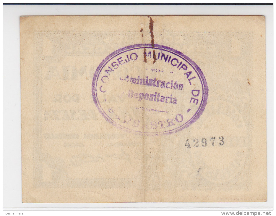 BILLETE LOCAL GUERRA CIVIL 1 PTS CONSEJO MUNICIPAL DE BARBASTRO - Autres & Non Classés