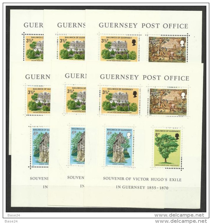 1975 Guernsey VICTOR HUGO 18 Foglietti (BF.1) Di 4v. MNH** 18 Souv. Sheets - Guernesey