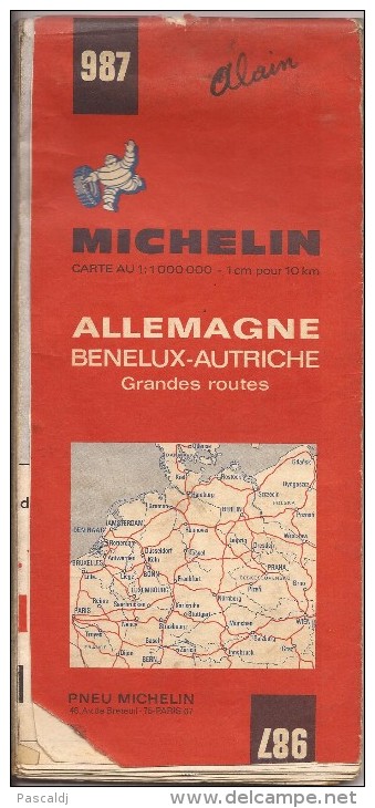 Cartes Michelin 987 - 1971 -  Allemagne - Benelux - Autriche - Grandes Routes - Cartes Routières