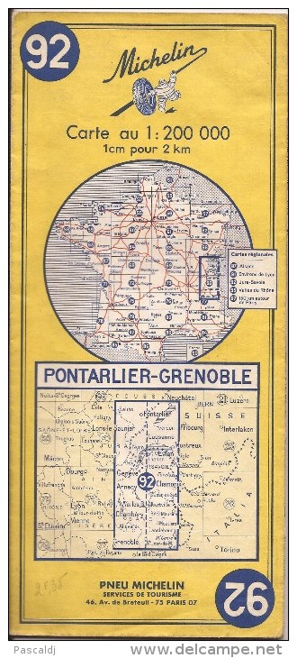 Cartes Michelin 92 - 1971 - Pontarlier - Grenoble - Roadmaps