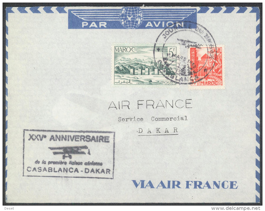 Air France 1960 25th Anniversary Flight Cover Casablanca - Dakar - First Flight Covers