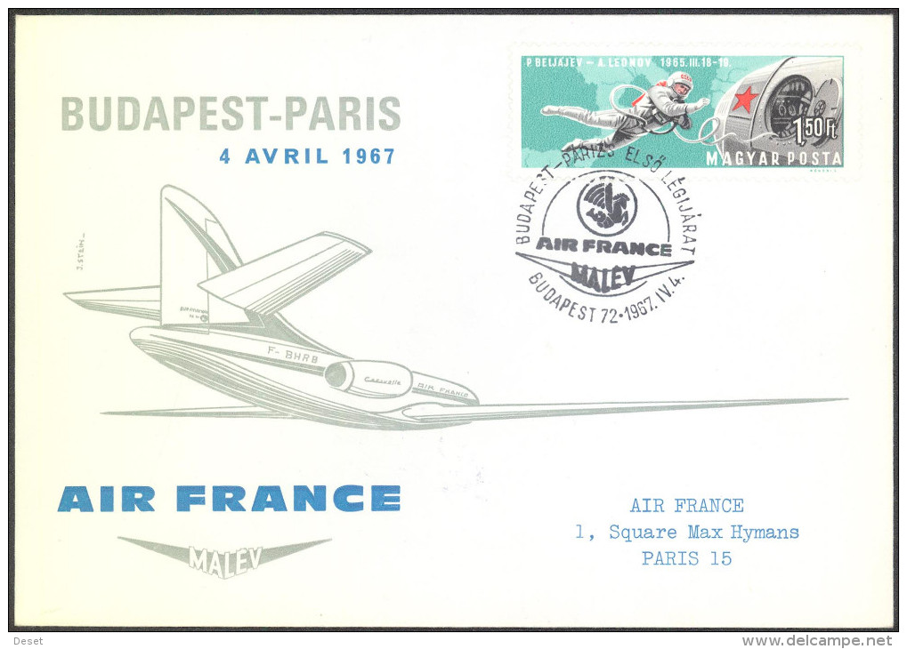 Air France Malev 1967 First Flight Covers Paris - Budapest - Paris - First Flight Covers