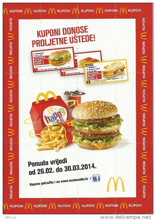 McDonalds Flyer / Coupon, 2014., Croatia - McDonald's