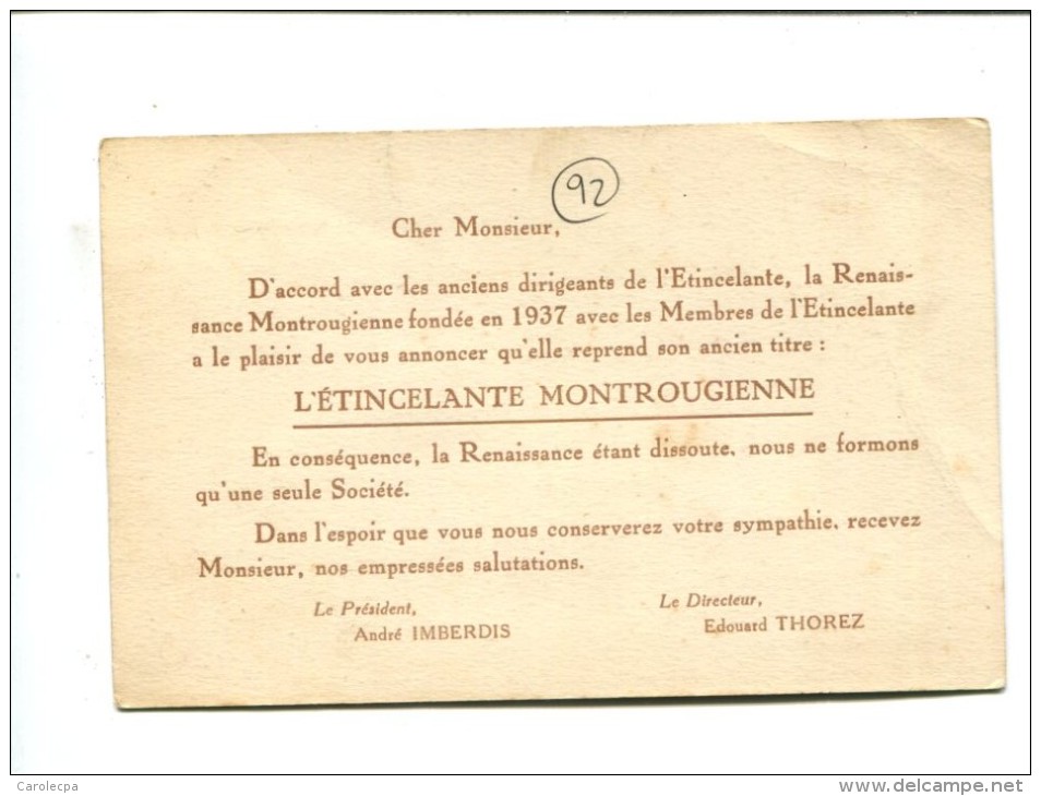 CP - MONTROUGE (92) LA RENAISSANCE MONTROUGIENNE SIEGE SOCIAL RUE DE BAGNEUX A MONTROUGE - Montrouge